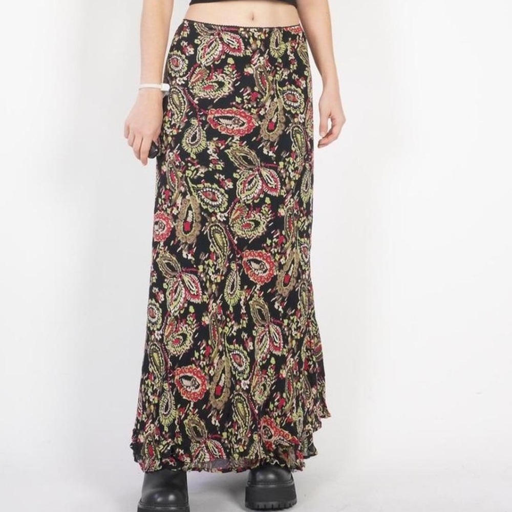 Style & Co. A-Line Skirt with Paisley in Black and Red